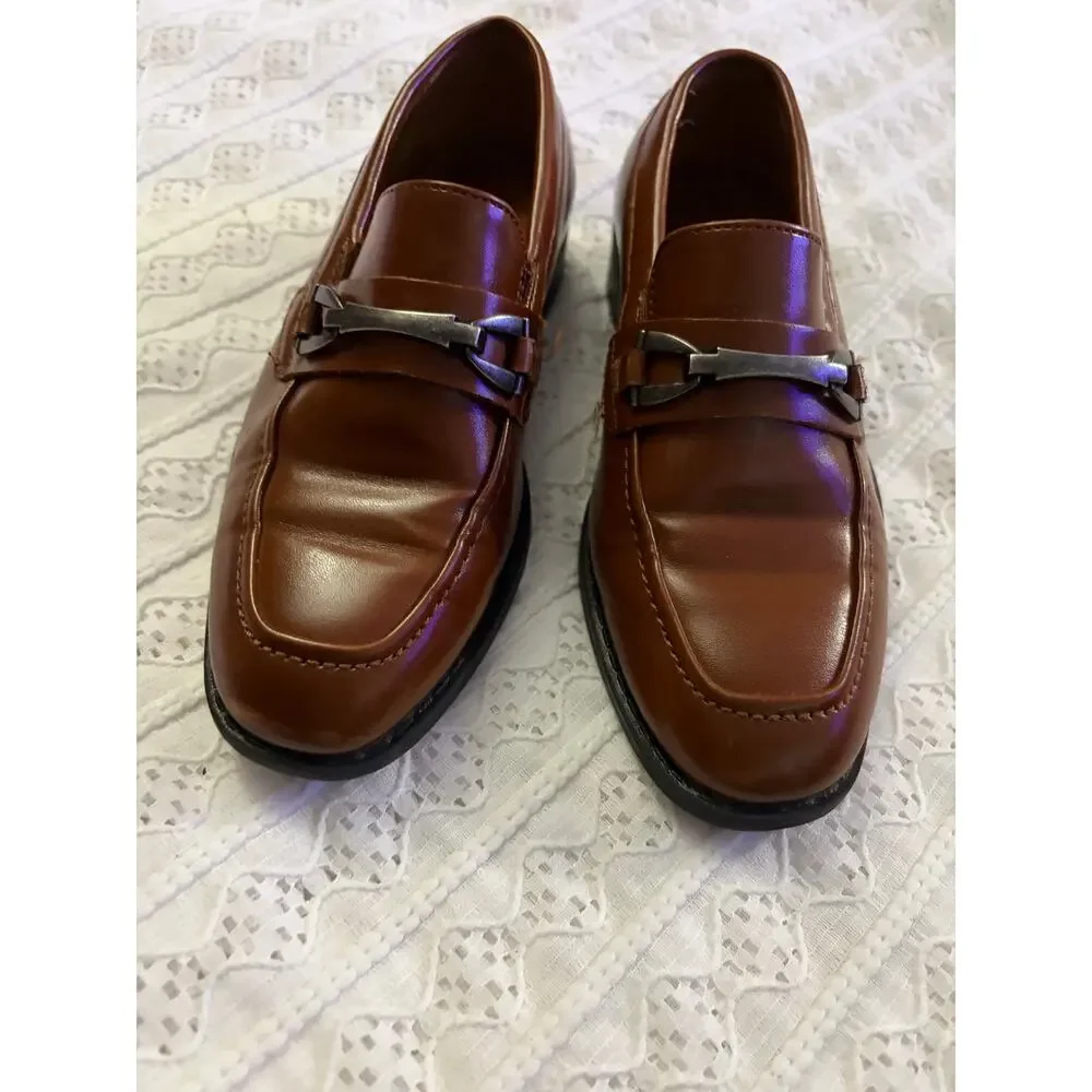 Stacy Adams Boys Brown Bit Loafers Dress Shoes Size 11Y Cognac Slip On